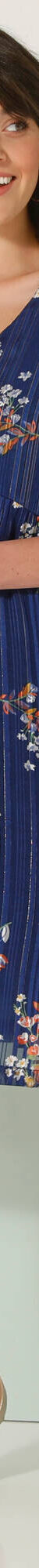 Robe courte imprimé floral, voile fils brillants (indigo / corail) Robe courte imprimé floral, voile fils brillants (indigo / corail)